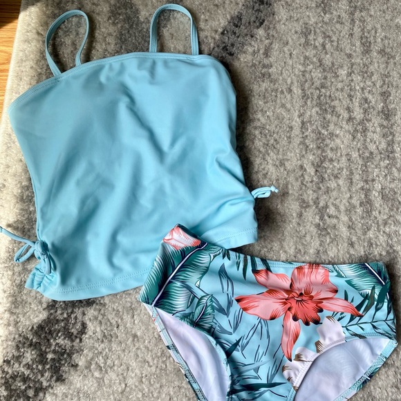 Kids Swim Set - Blue Floral size 8 - Picture 1 of 6